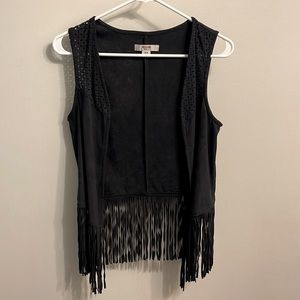Mossimo black suede fringe vest